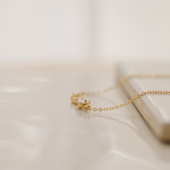 Crystal Bar Necklace | 14k Gold Plated - Picture 3 of 8